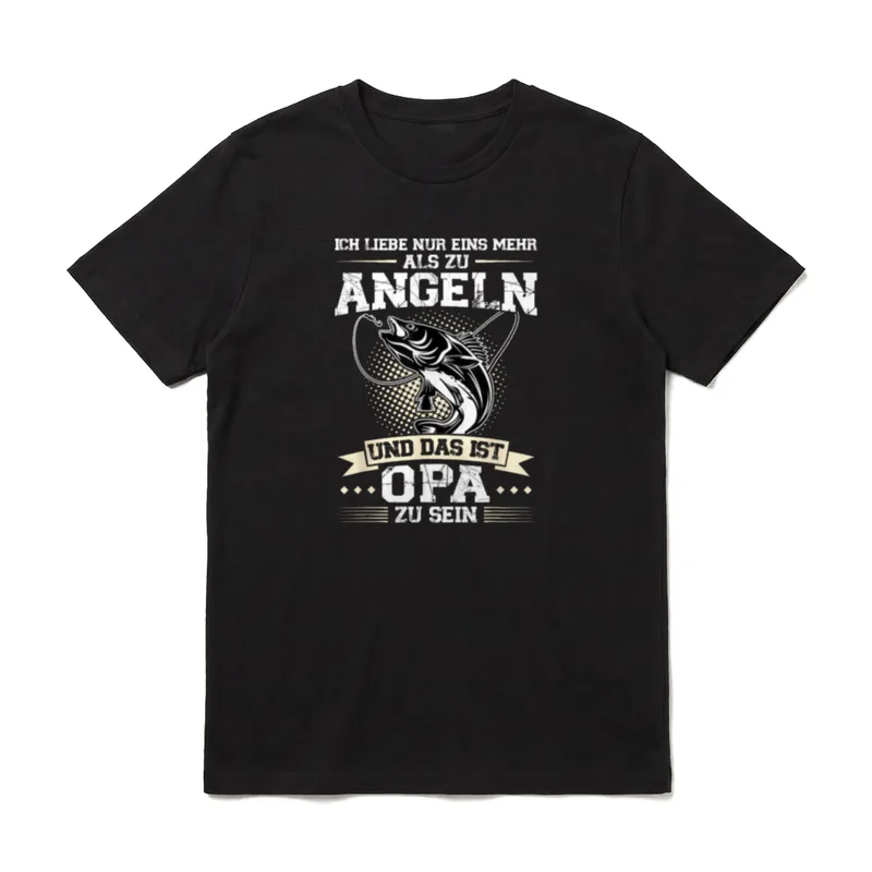 Angeln und das ist T-Shirt – Springender Fisch, Spruch über Angeln und Opa zu sein – Klassisches T-Shirt in Schwarz