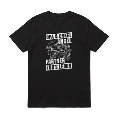 Angelpartner Opa & Enkel T-Shirt – Opa & Enkel Angel Partner für's Leben mit Fisch und Rute – Klassisches T-Shirt in Schwarz