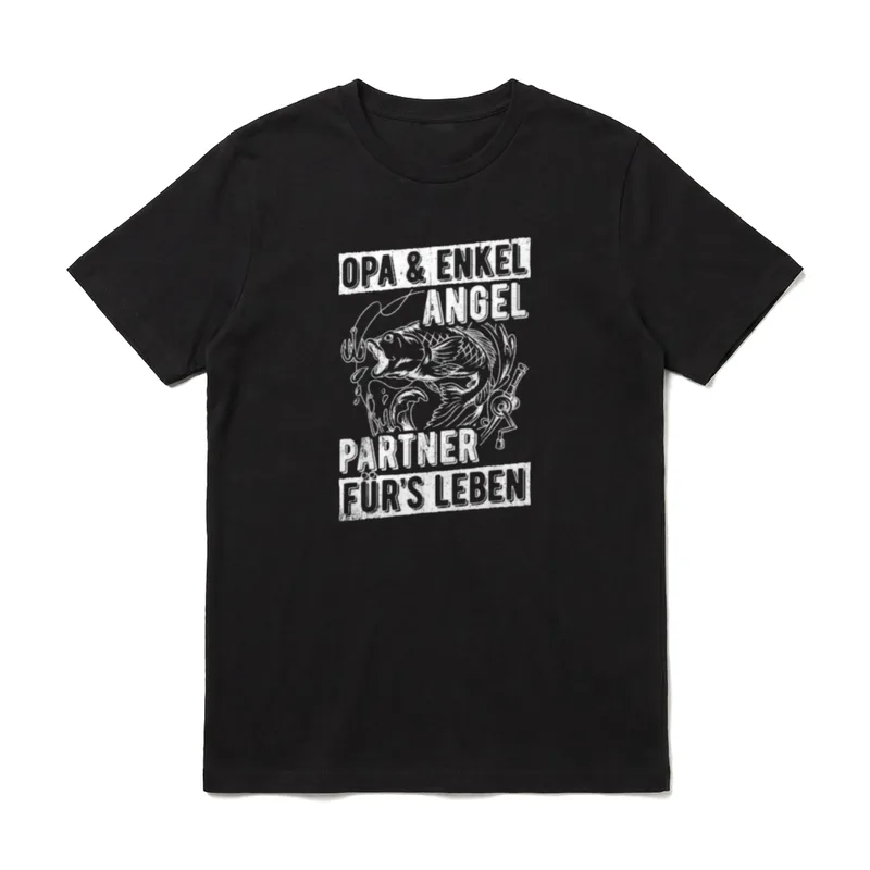 Angelpartner Opa & Enkel T-Shirt – Opa & Enkel Angel Partner für's Leben mit Fisch und Rute – Klassisches T-Shirt in Schwarz