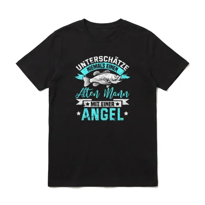 Angler Fischer Angel Papa Opa T-Shirt – Klassisches T-Shirt in Schwarz
