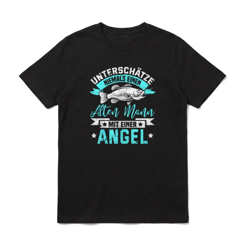 Angler Fischer Angel Papa Opa T-Shirt – Klassisches T-Shirt in Schwarz