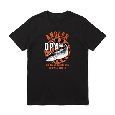 Angler Opa ! Fischen T-Shirt – Fisch-Zeichnung, Schriftzug OPA, Spruch über coole Großväter – Klassisches T-Shirt in Schwarz