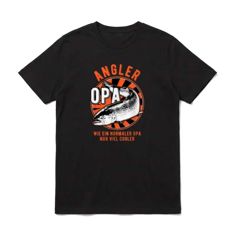 Angler Opa ! Fischen T-Shirt – Fisch-Zeichnung, Schriftzug OPA, Spruch über coole Großväter – Klassisches T-Shirt in Schwarz