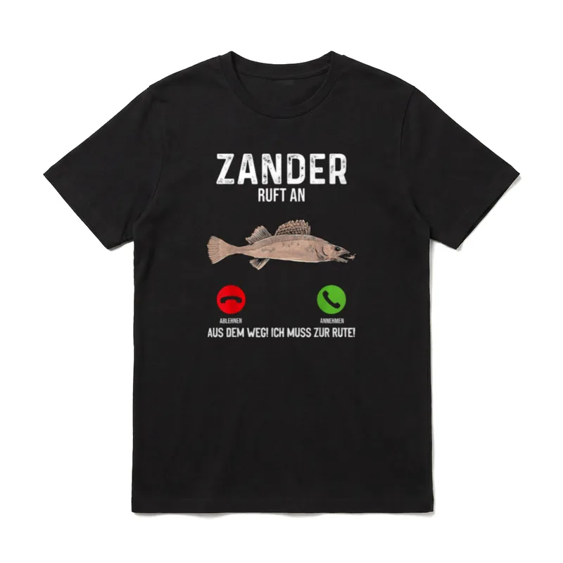 Zander Angeln I Lustiger T-Shirt – Klassisches T-Shirt in Schwarz