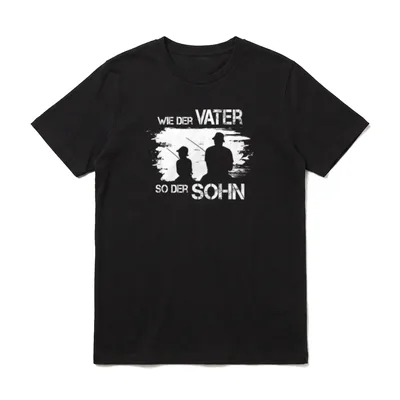 Wie Der Vater So T-Shirt – Vater und Sohn als Silhouetten mit Angelruten und Hüten – Klassisches T-Shirt in Schwarz