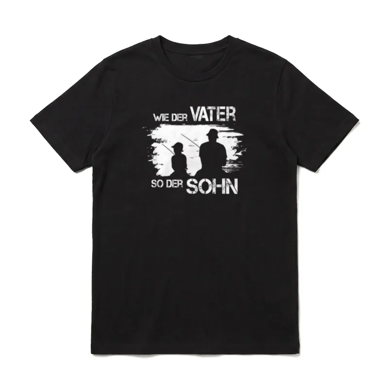 Wie Der Vater So T-Shirt – Vater und Sohn als Silhouetten mit Angelruten und Hüten – Klassisches T-Shirt in Schwarz