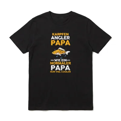 Angeln Papa Vater Vatertag T-Shirt – Karpfen mit Spruch: normaler Papa, nur viel cooler – Klassisches T-Shirt in Schwarz