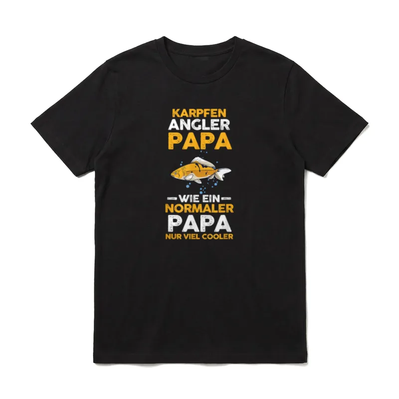 Angeln Papa Vater Vatertag T-Shirt – Karpfen mit Spruch: normaler Papa, nur viel cooler – Klassisches T-Shirt in Schwarz