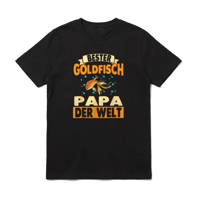 Goldfisch Papa T-Shirt – Goldfisch mit Blasen, Schriftzug „Bester Goldfisch Papa der Welt“ – Klassisches T-Shirt in Schwarz