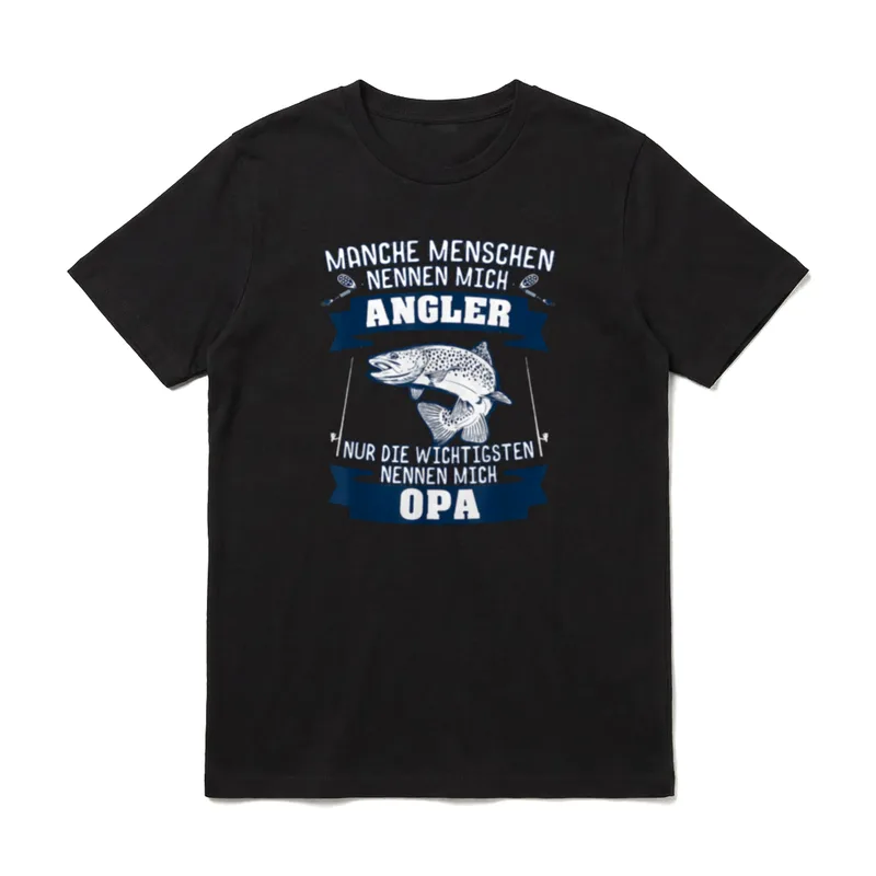 Angler Opa Fischen Fisch Lustiges T-Shirt – Klassisches T-Shirt in Schwarz