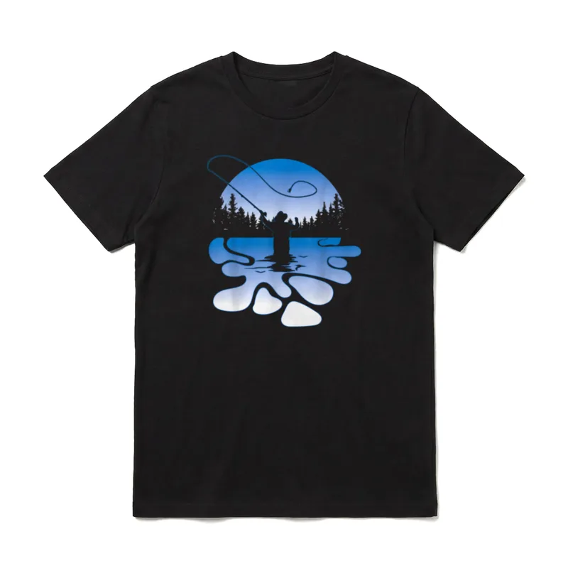 Fliegenfischer Angler Papa Vater T-Shirt – Klassisches T-Shirt in Schwarz