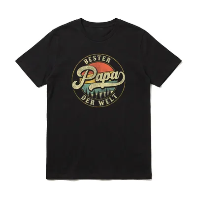 Vintage Bester Papa T-Shirt – Klassisches T-Shirt in Schwarz