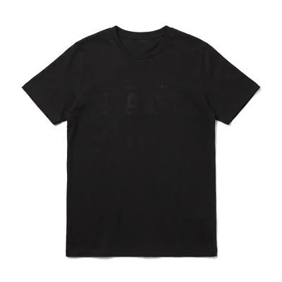 Bester Vater Spruch T-Shirt – Russischer Schriftzug mit fünf Sternen über Blockbuchstaben – Klassisches T-Shirt in Schwarz