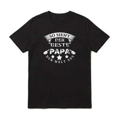 Bester Dad der Welt T-Shirt – Schriftzug „So sieht der beste Papa der Welt aus“ – Klassisches T-Shirt in Schwarz