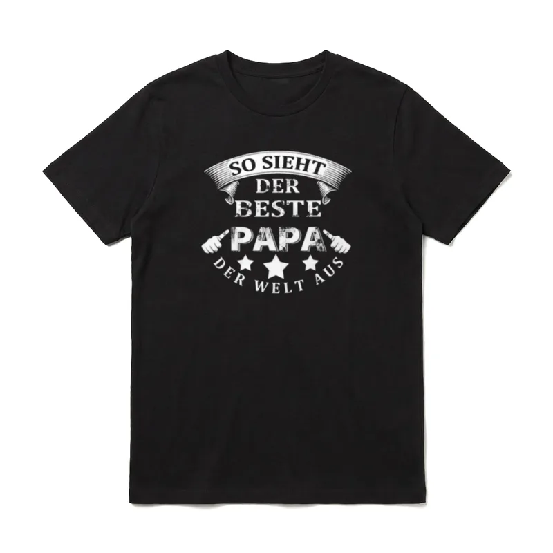 Bester Dad der Welt T-Shirt – Schriftzug „So sieht der beste Papa der Welt aus“ – Klassisches T-Shirt in Schwarz
