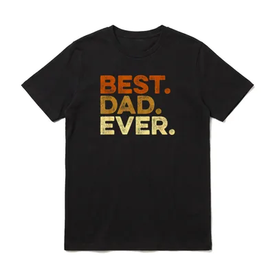 Best Dad Ever Vatertag T-Shirt – Retro Schriftzug Best. Dad. Ever. in Orange und Gelb – Klassisches T-Shirt in Schwarz