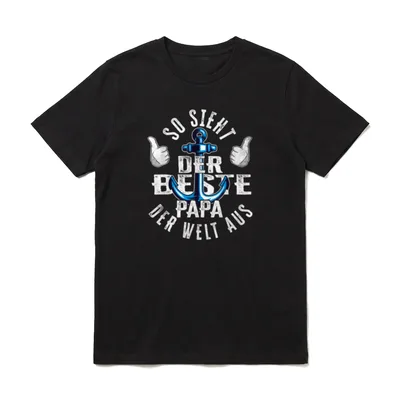 So sieht der beste T-Shirt – Anker mit Daumen hoch, Spruch bester Papa der Welt – Klassisches T-Shirt in Schwarz