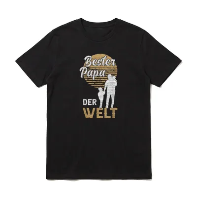 Papa 2 Bester Papa T-Shirt – Vater mit zwei Kindern, Schriftzug „Bester Papa der Welt“ – Klassisches T-Shirt in Schwarz