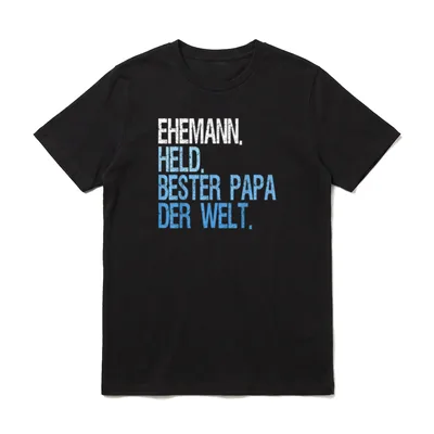 Ehemann Held bester Papa T-Shirt – Schriftzug Ehemann Held Bester Papa der Welt – Klassisches T-Shirt in Schwarz