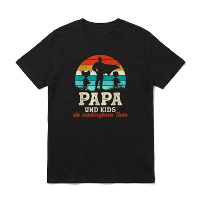 Team Papa Kids Zwei T-Shirt – Klassisches T-Shirt in Schwarz