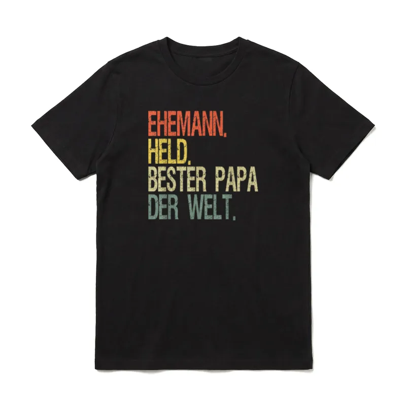 Ehemann Held bester Papa T-Shirt – Schriftzug Ehemann. Held. Bester Papa der Welt – Klassisches T-Shirt in Schwarz