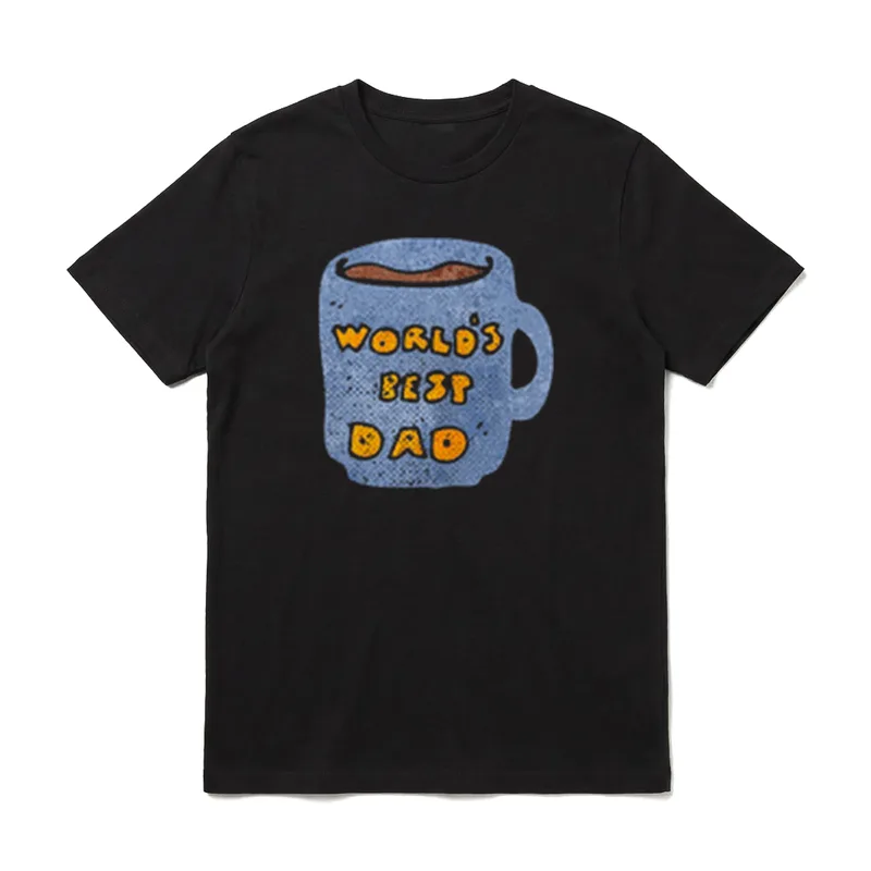 Best Daddy Worlds Best T-Shirt – Blauer Becher mit orange World's Best Dad Schrift – Klassisches T-Shirt in Schwarz