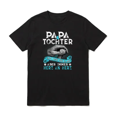 bester Vater der Welt T-Shirt – Papa & Tochter, Hände haltend, Spruch Herz an Herz – Klassisches T-Shirt in Schwarz