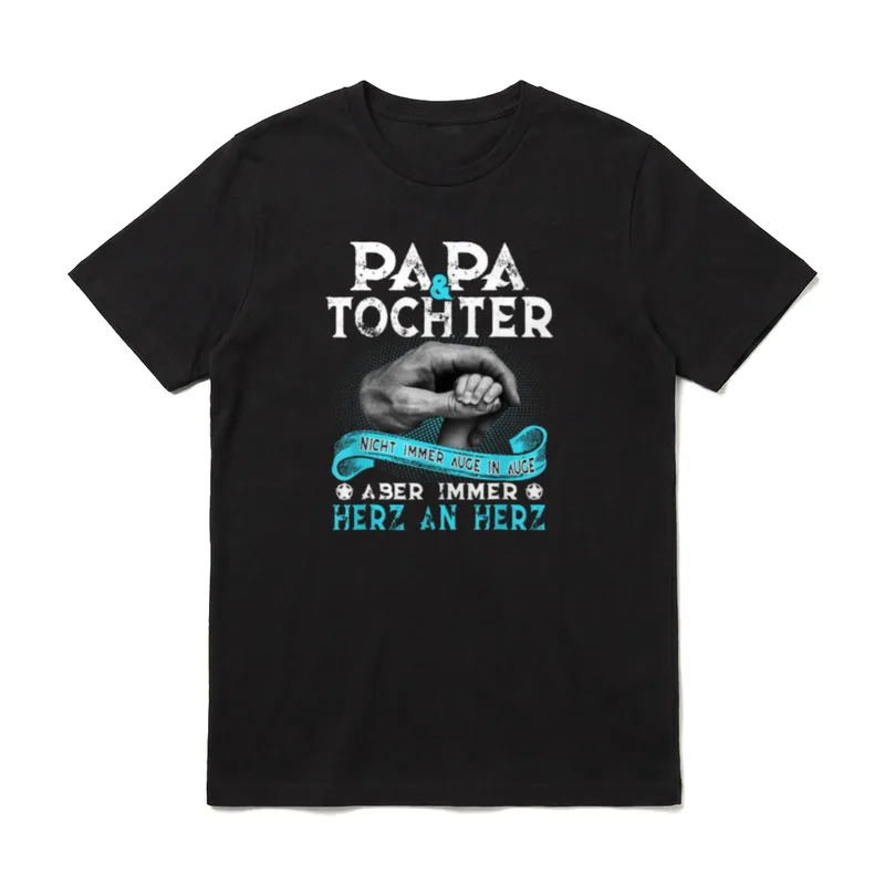 bester Vater der Welt T-Shirt – Papa & Tochter, Hände haltend, Spruch Herz an Herz – Klassisches T-Shirt in Schwarz