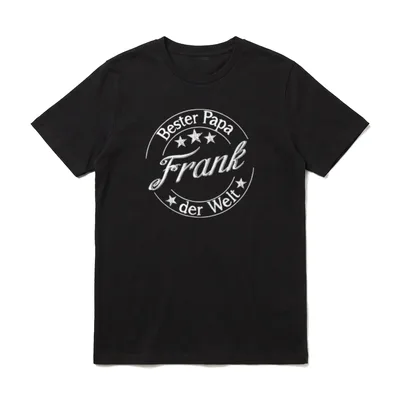 Bester Papa der Welt T-Shirt – Stempelmotiv „Bester Papa Frank der Welt“ mit Sternen – Klassisches T-Shirt in Schwarz