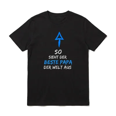 So sieht der Beste T-Shirt – Blauer Pfeil über „So sieht der Beste Papa der Welt aus“ – Klassisches T-Shirt in Schwarz