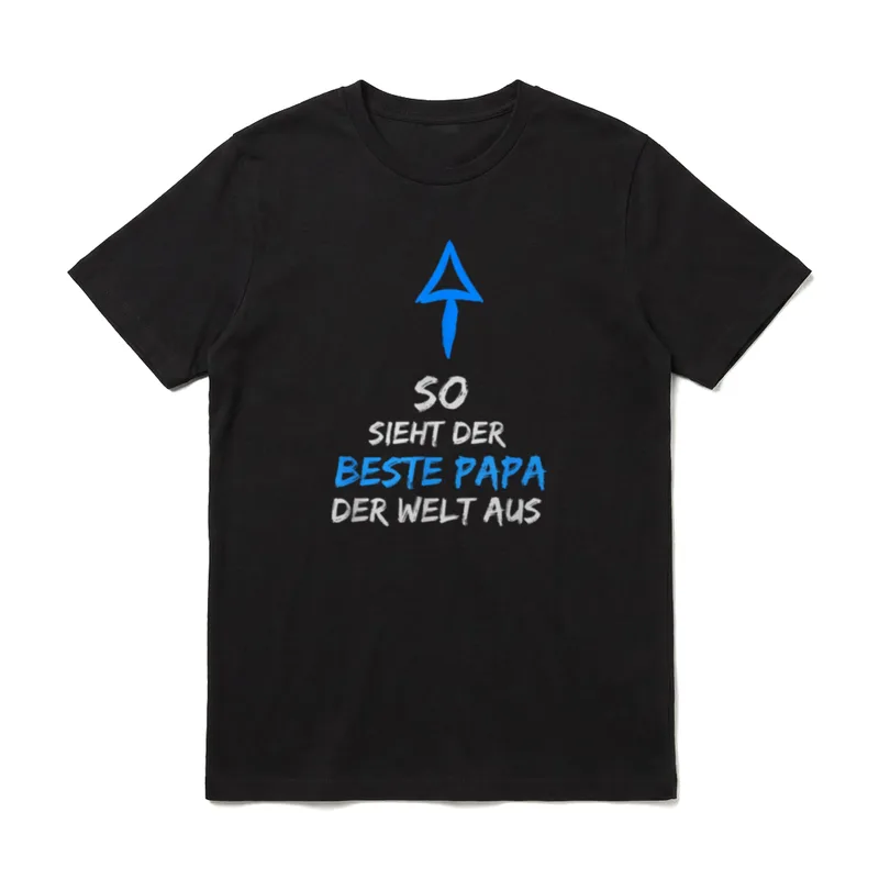 So sieht der Beste T-Shirt – Blauer Pfeil über „So sieht der Beste Papa der Welt aus“ – Klassisches T-Shirt in Schwarz