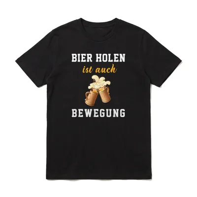 Bier T-Shirt Herren – Zwei stoßende Holzkrüge mit Schaum und weiß-orange Schriftzug – Klassisches T-Shirt in Schwarz