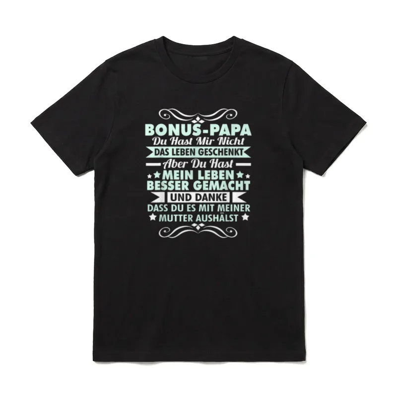 Bonus Papa Stiefvater Leben T-Shirt – Klassisches T-Shirt in Schwarz