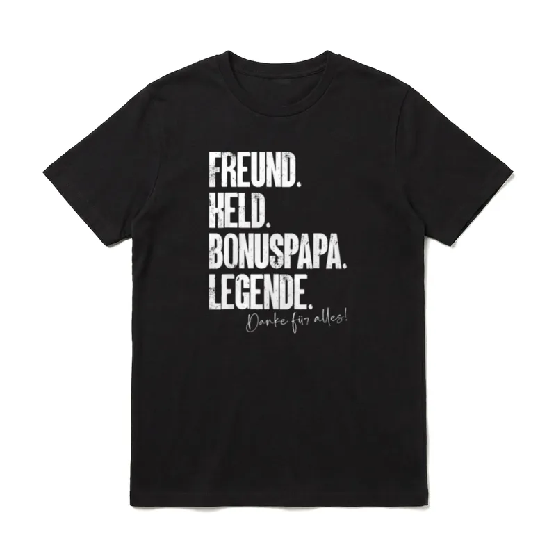 Bonuspapa Bester Stiefpapa Stiefvater T-Shirt – Klassisches T-Shirt in Schwarz