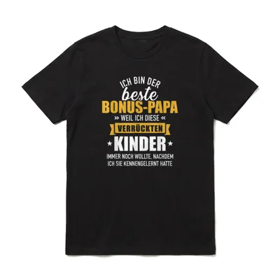 Bester Bonus Papa verrückte T-Shirt – Klassisches T-Shirt in Schwarz