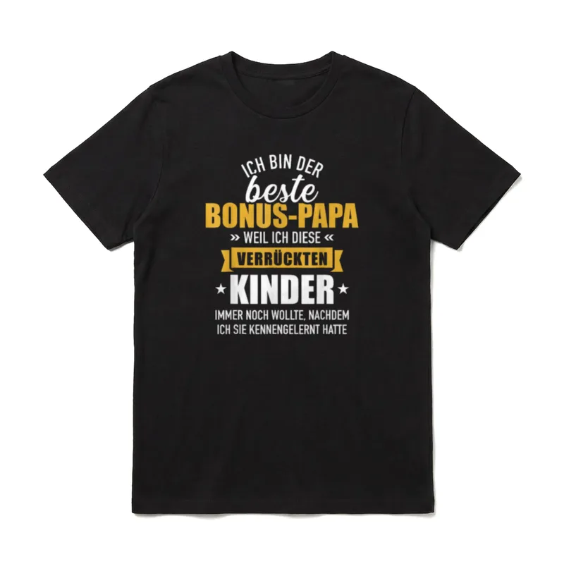 Bester Bonus Papa verrückte T-Shirt – Klassisches T-Shirt in Schwarz