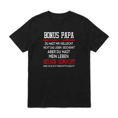 Bonus Papa Stiefvater T-Shirt – Klassisches T-Shirt in Schwarz