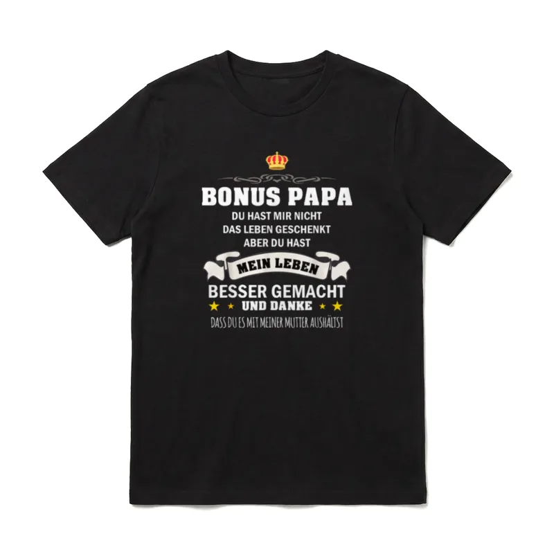 Bonus Papa Stiefvater Vater T-Shirt – Klassisches T-Shirt in Schwarz
