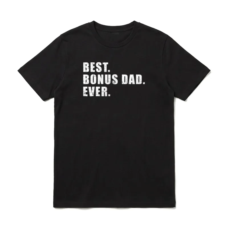 Bester Bonus Papa T-Shirt – Weißer Schriftzug „BEST. BONUS DAD. EVER.“ – Klassisches T-Shirt in Schwarz
