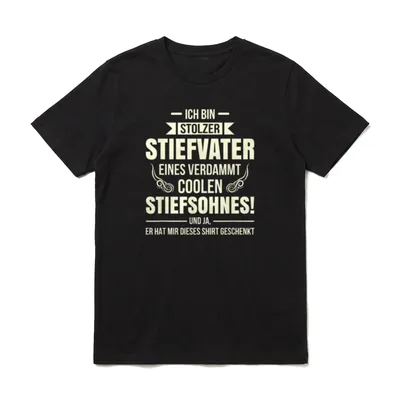 Stiefvater & Stiefsohn Bonus T-Shirt – Spruch: stolzer Stiefvater eines coolen Stiefsohnes – Klassisches T-Shirt in Schwarz