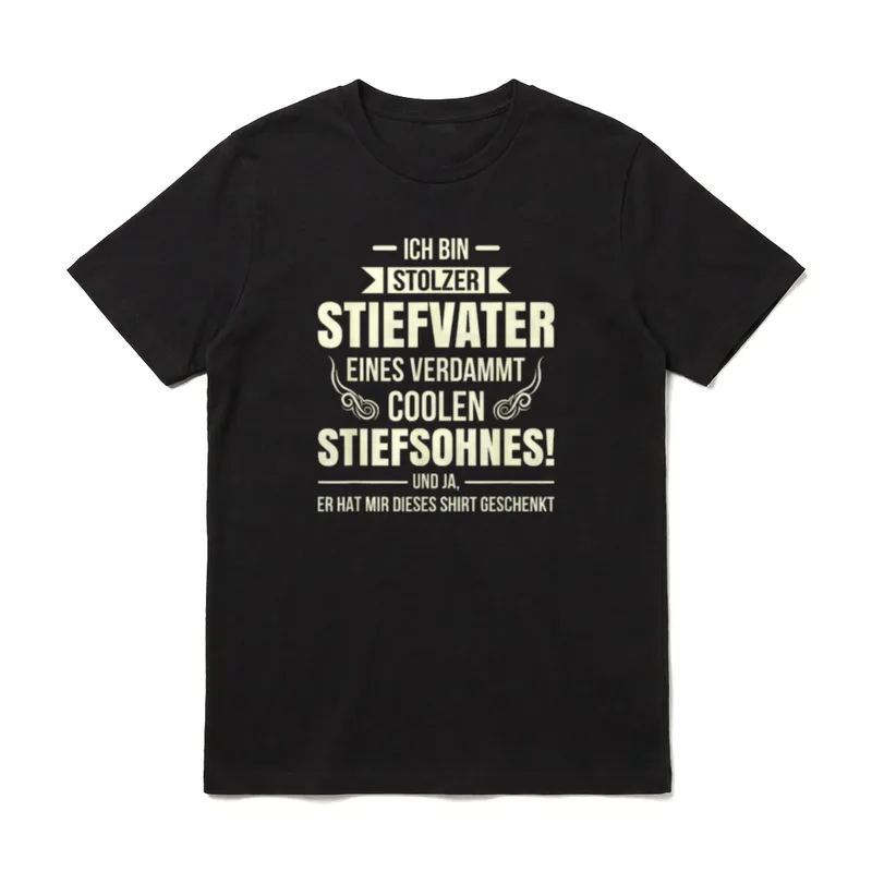 Stiefvater & Stiefsohn Bonus T-Shirt – Spruch: stolzer Stiefvater eines coolen Stiefsohnes – Klassisches T-Shirt in Schwarz