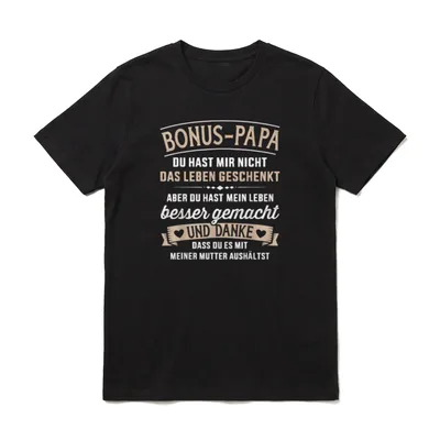 Lustiger Bonus Papa Stiefvater T-Shirt – Klassisches T-Shirt in Schwarz