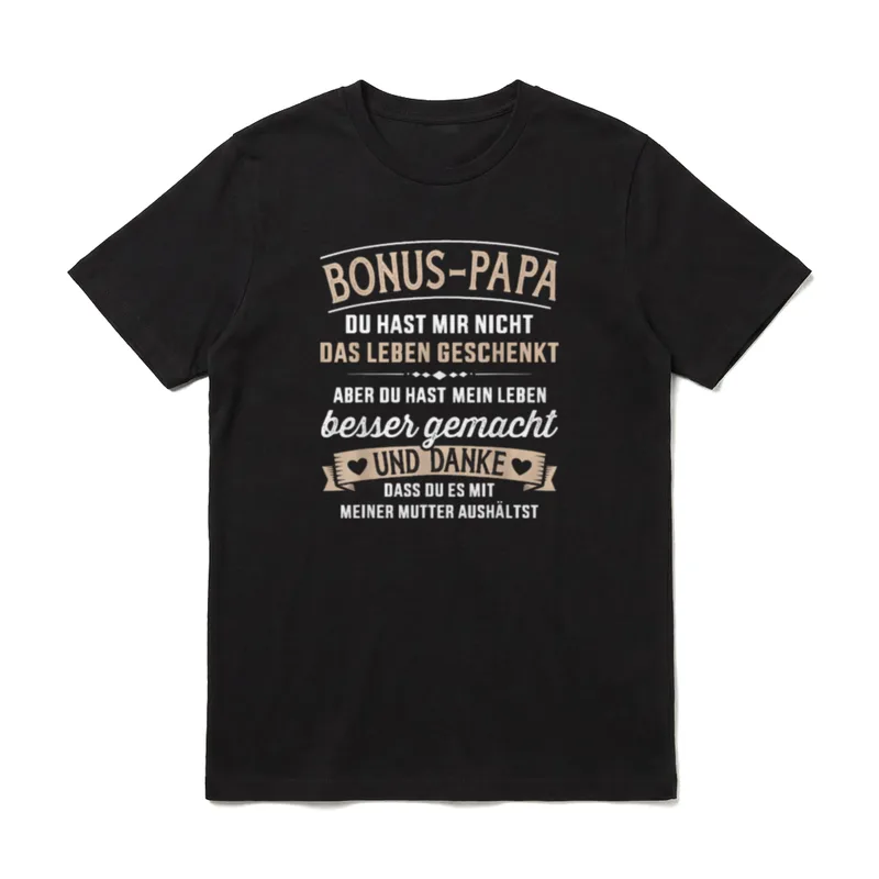 Lustiger Bonus Papa Stiefvater T-Shirt – Klassisches T-Shirt in Schwarz