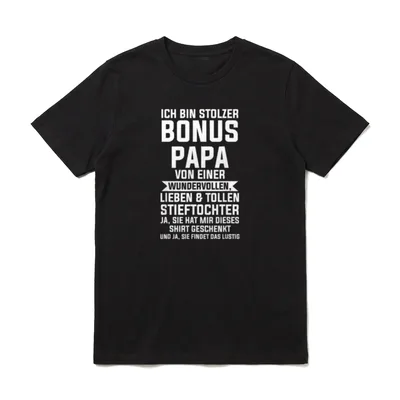 Bonus Papa Stiefpapa & T-Shirt – Klassisches T-Shirt in Schwarz