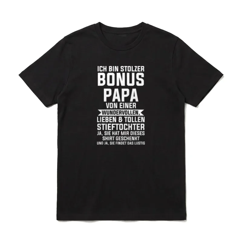 Bonus Papa Stiefpapa & T-Shirt – Klassisches T-Shirt in Schwarz