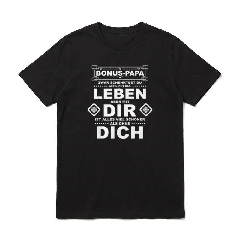 Bestes Bonus Papa Stiefvater T-Shirt – Klassisches T-Shirt in Schwarz