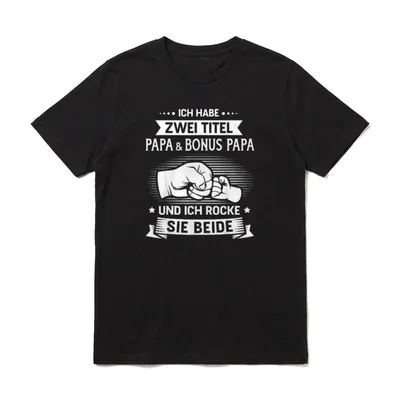 Zwei Titel Bonus Papa rocke T-Shirt – Klassisches T-Shirt in Schwarz