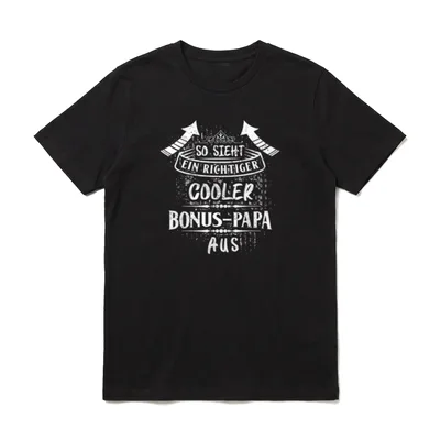 Bonus Papa Bonuspapa Bonus Bonus-Papa & Stiefpapa T-Shirt – Klassisches T-Shirt in Schwarz