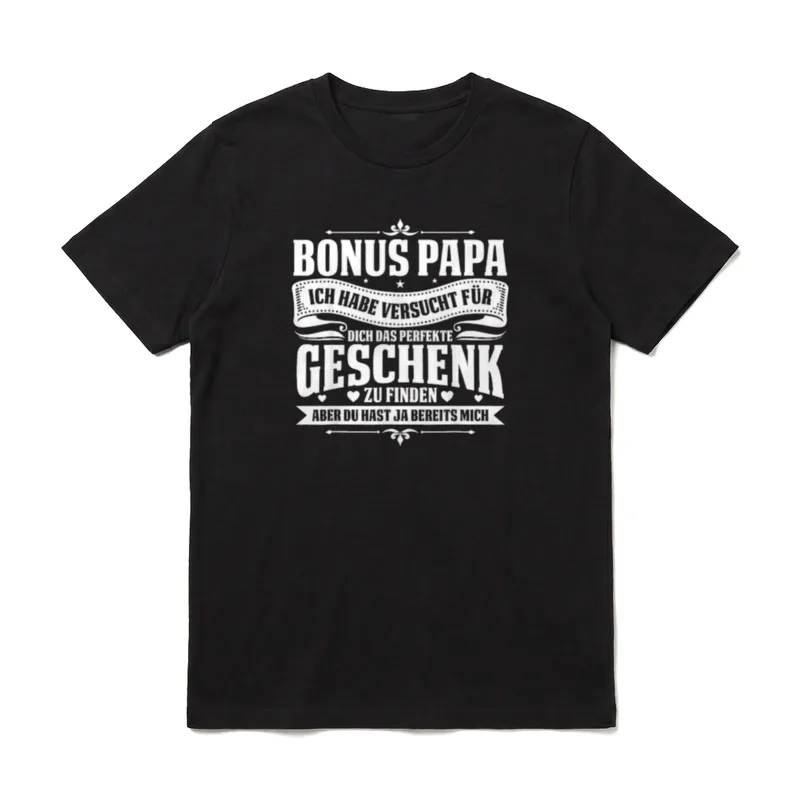 Bonus Papa Stiefvater Spruch Stiefsohn T-Shirt – Klassisches T-Shirt in Schwarz