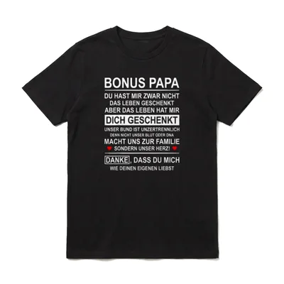 Bonus Papa Deko Stiefvater T-Shirt – Klassisches T-Shirt in Schwarz